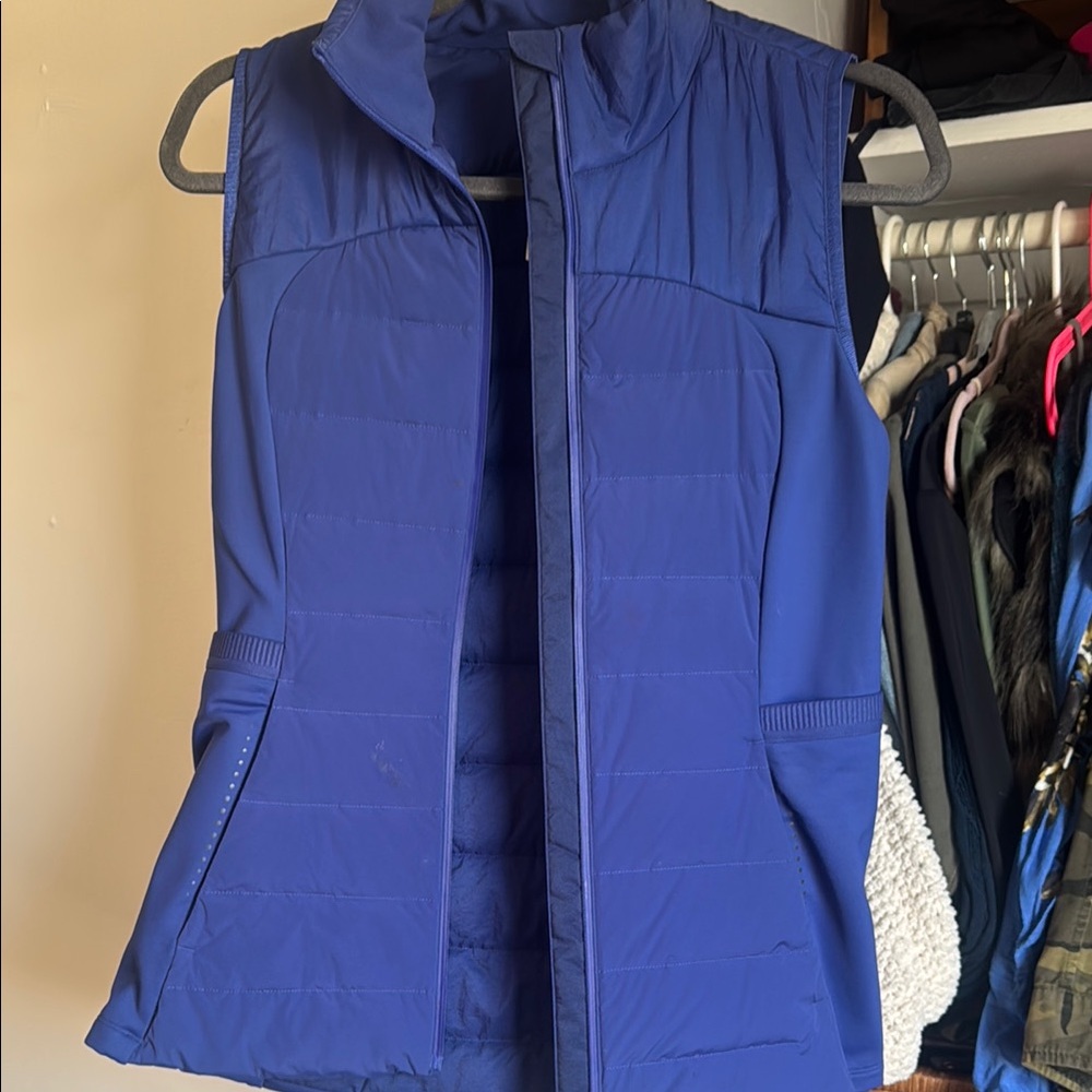 Royal Blue Quilted Puffer Vest with High Collar